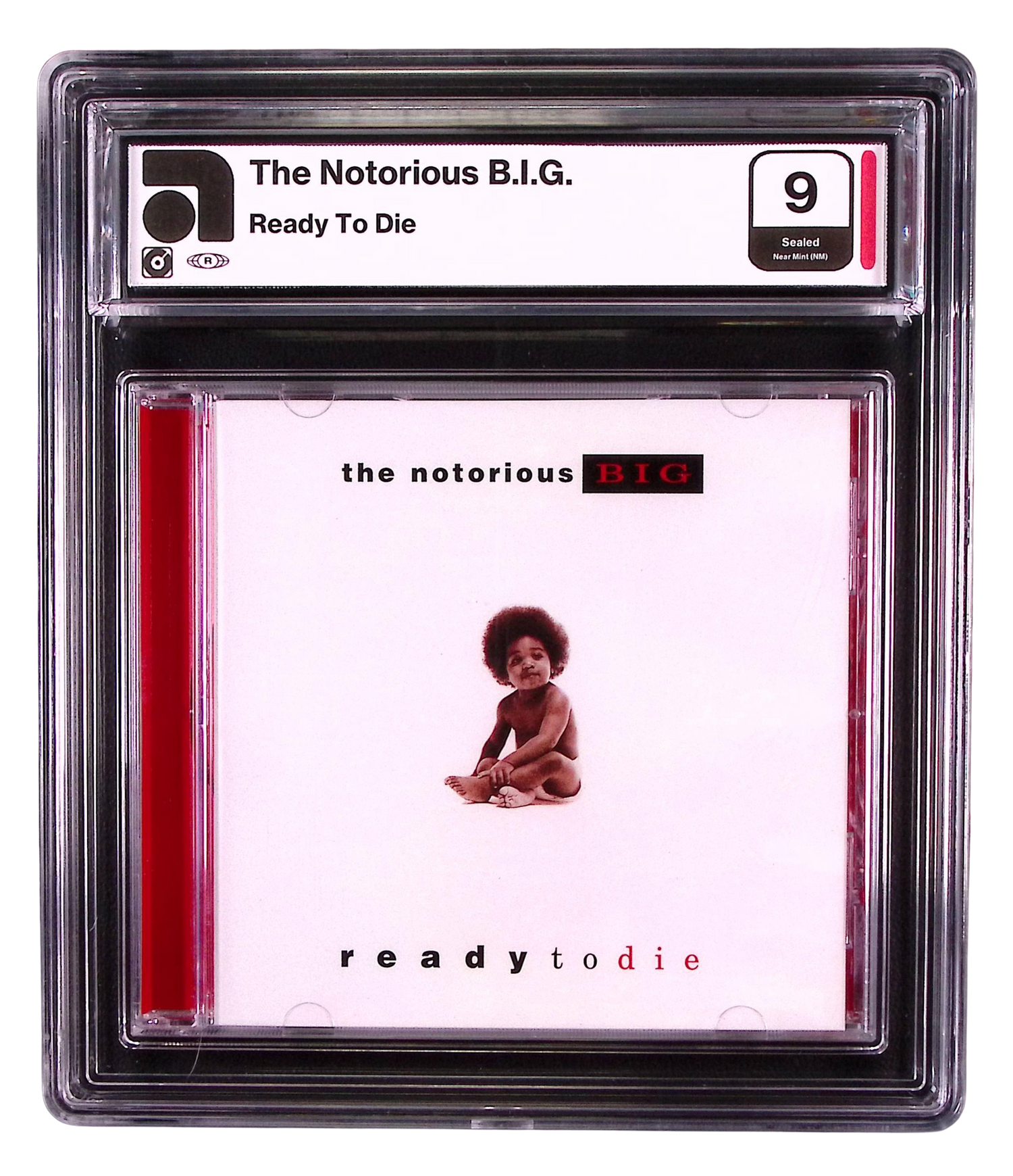 CD of 'Ready to Die' by The Notorious B.I.G. in an AMG graded slab.