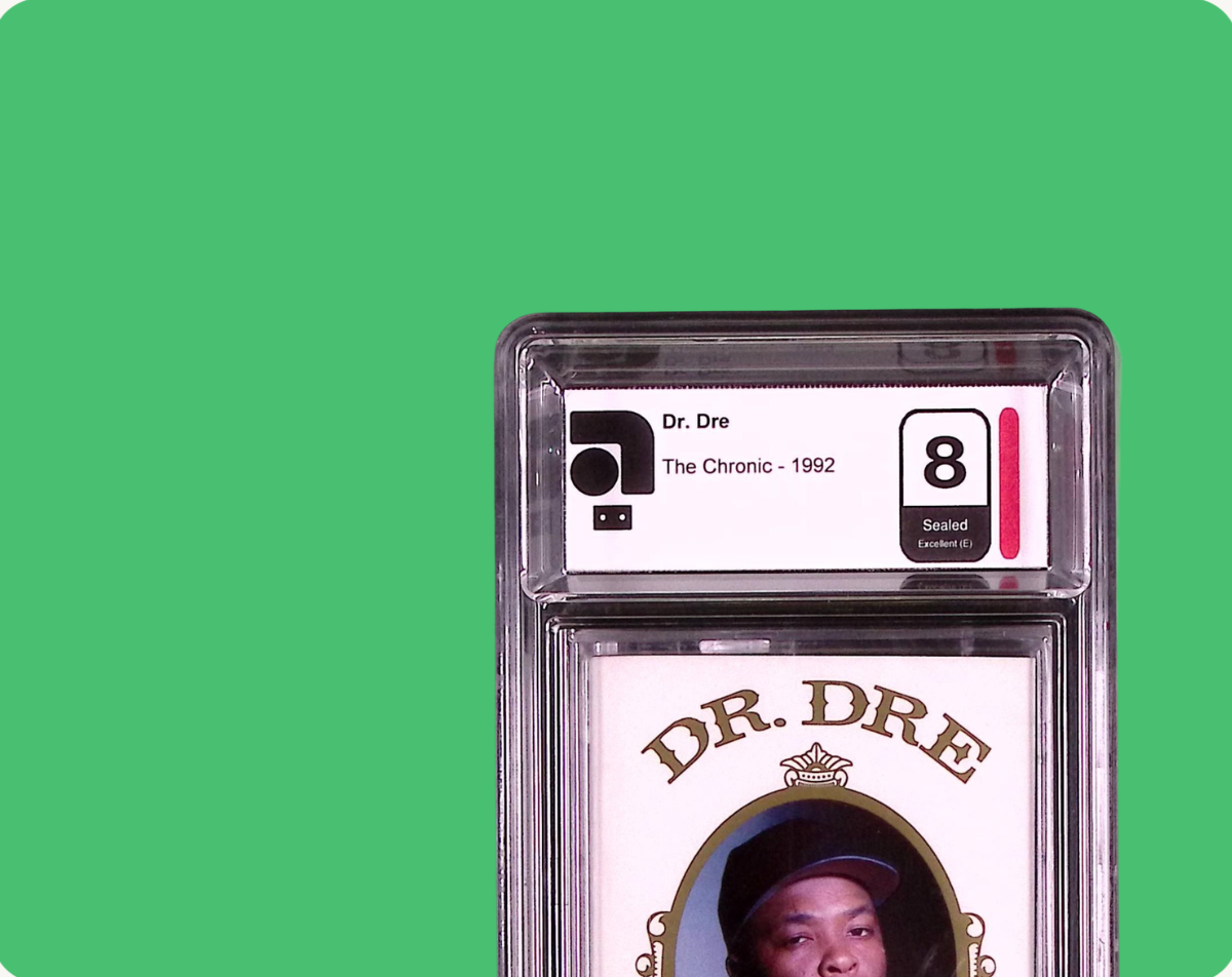 Dr. Dre's 'The Chronic' cassette album in an AMG graded slab