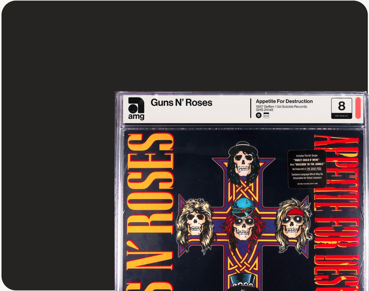 Guns N' Roses Appetite for Destruction album in AMG slab