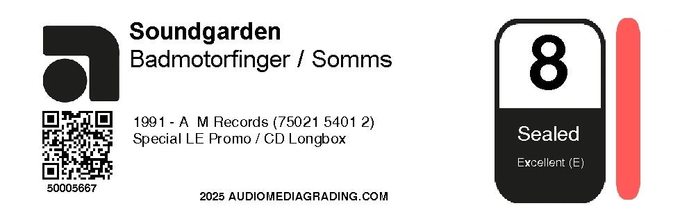 AMG label for Soundgarden's "Badmotorfinger / Somms" album.