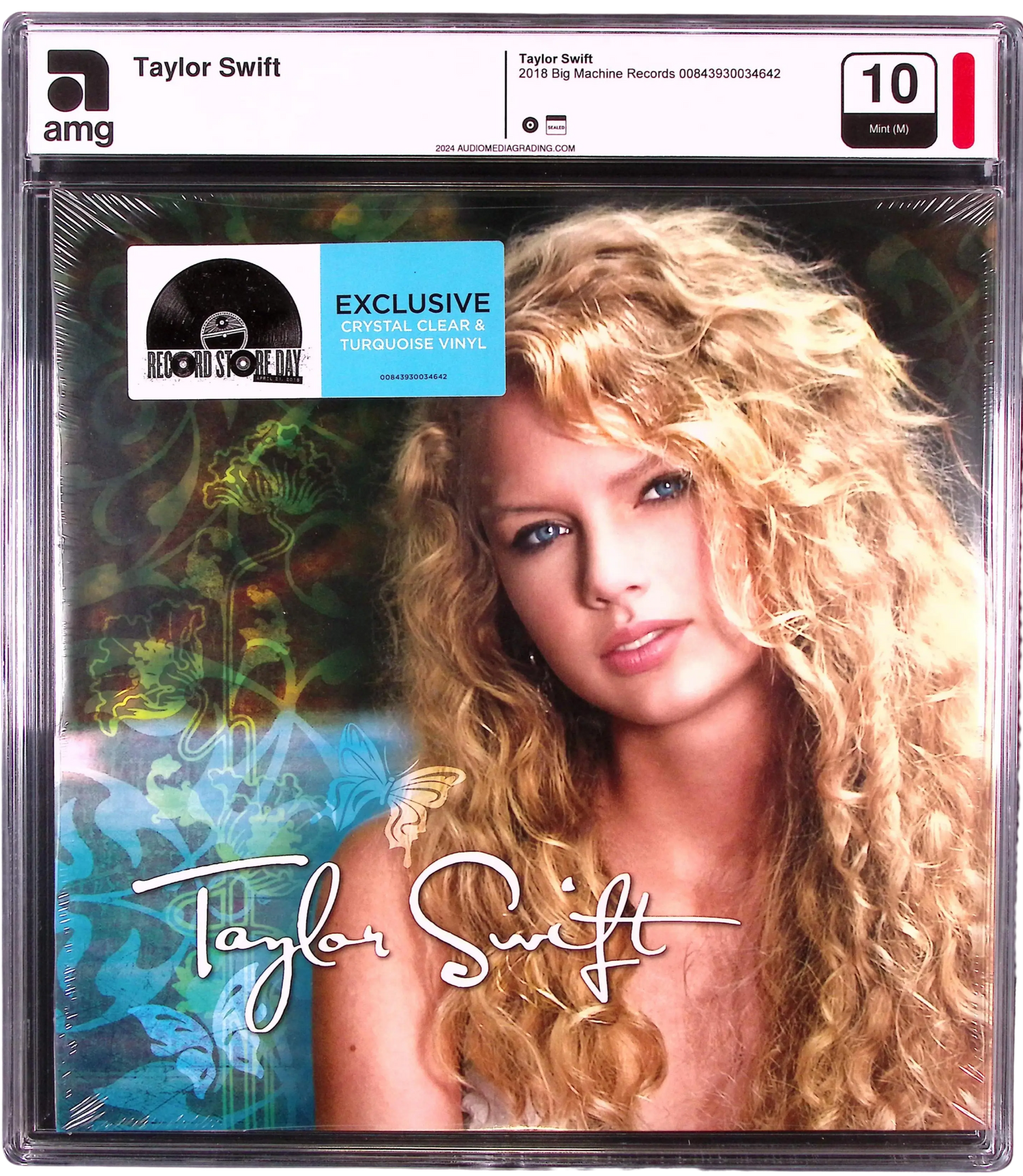 Taylor Swift's "Taylor Swift" vinyl in an AMG graded slab.