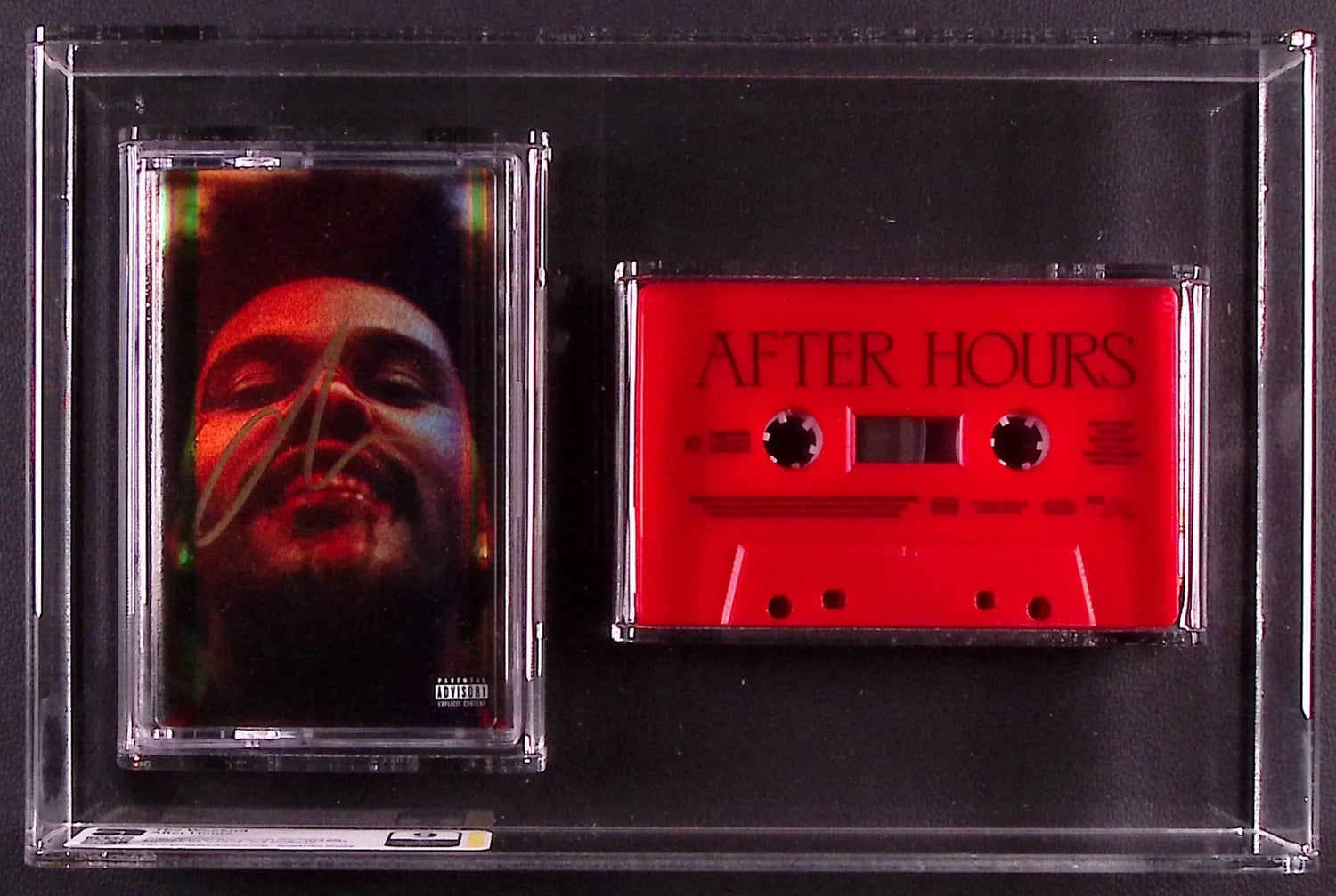 Cassette tape of The Weeknd's 'After Hours' album in a custom AMG graded slab.