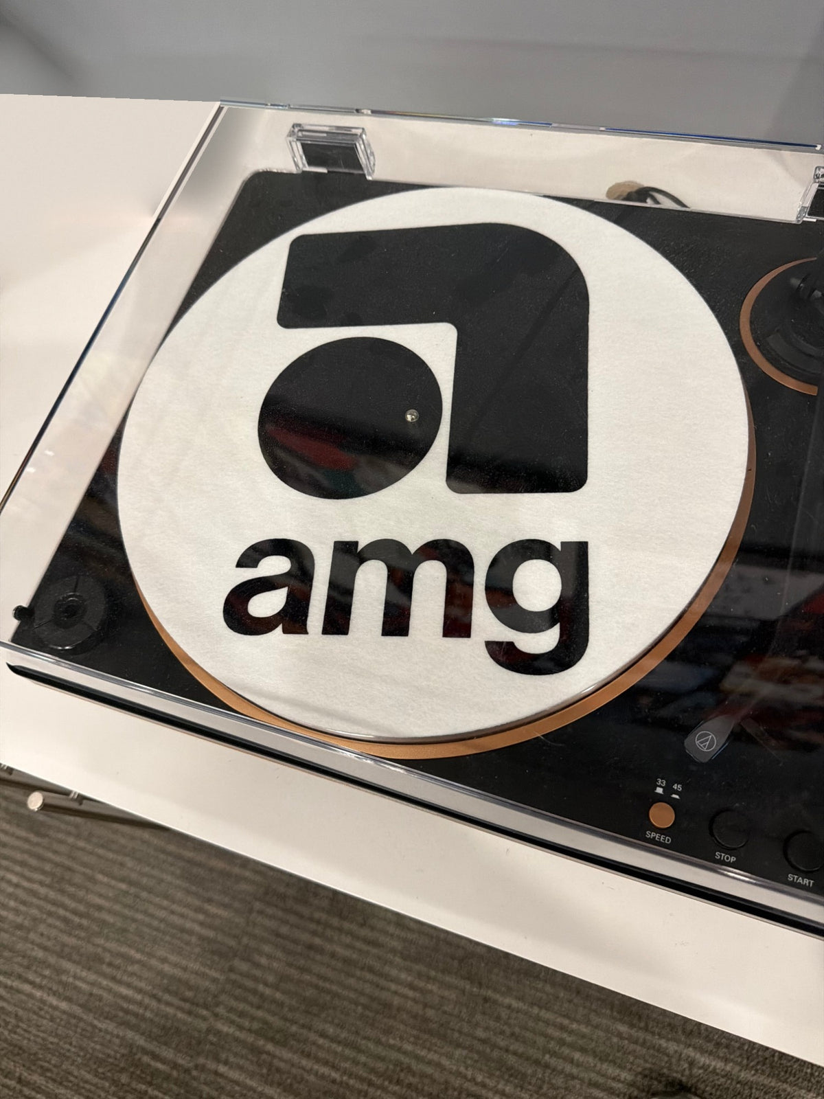 The AMG felt slip mat on a turntable